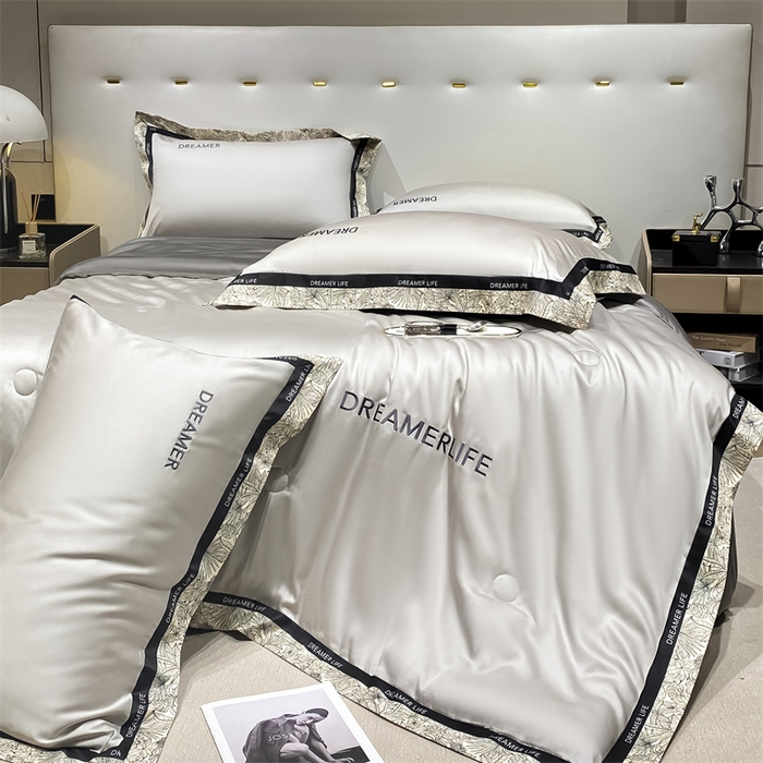 91家纺网 家纺一手货源 找家纺 眷恋家纺 2026新款水洗真丝冰丝宽边刺绣夏被三件套四件套-克里斯汀系列 克里斯汀-山灰+中灰