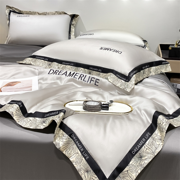 91家纺网 家纺一手货源 找家纺 眷恋家纺 2026新款水洗真丝冰丝宽边刺绣夏被三件套四件套-克里斯汀系列 克里斯汀-山灰+中灰