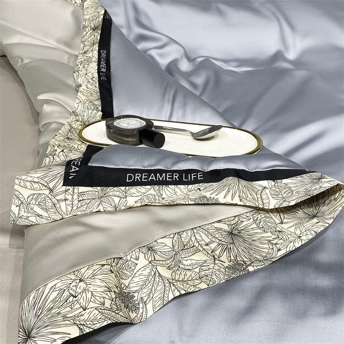 91家纺网 家纺一手货源 找家纺 眷恋家纺 2026新款水洗真丝冰丝宽边刺绣夏被三件套四件套-克里斯汀系列 克里斯汀-海清+山灰