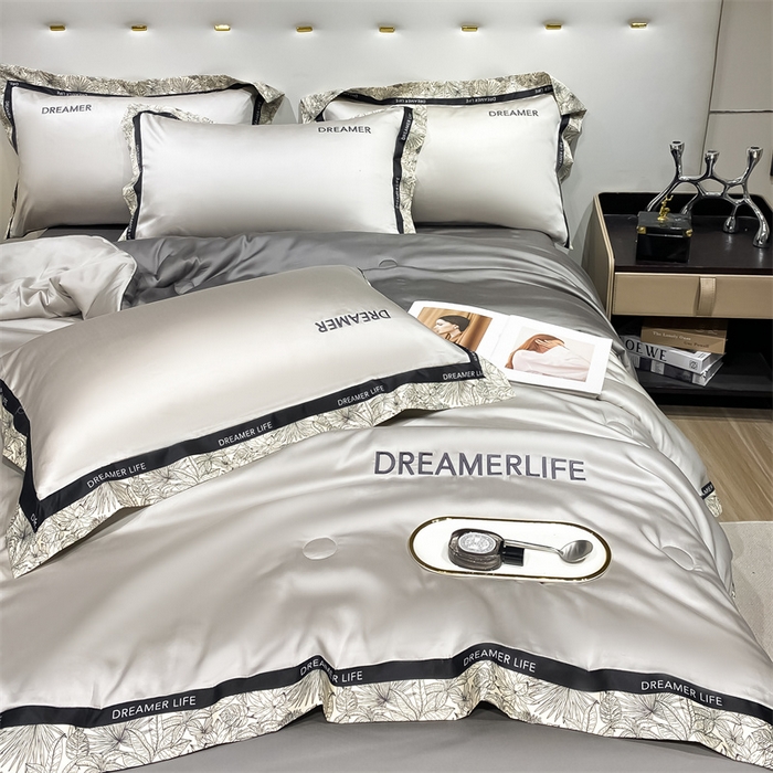 91家纺网 家纺一手货源 找家纺 眷恋家纺 2026新款水洗真丝冰丝宽边刺绣夏被三件套四件套-克里斯汀系列 克里斯汀-山灰+中灰