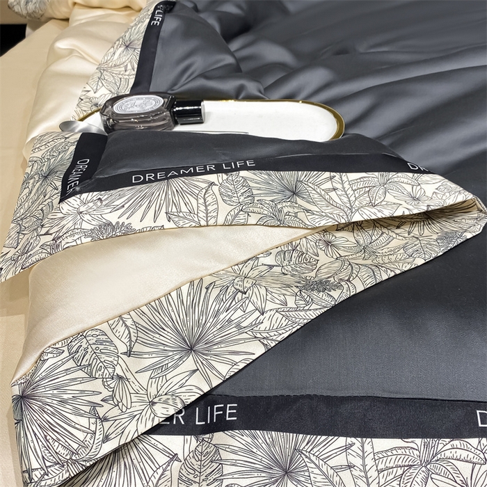 91家纺网 家纺一手货源 找家纺 眷恋家纺 2026新款水洗真丝冰丝宽边刺绣夏被三件套四件套-克里斯汀系列 克里斯汀-高级灰+奶茶