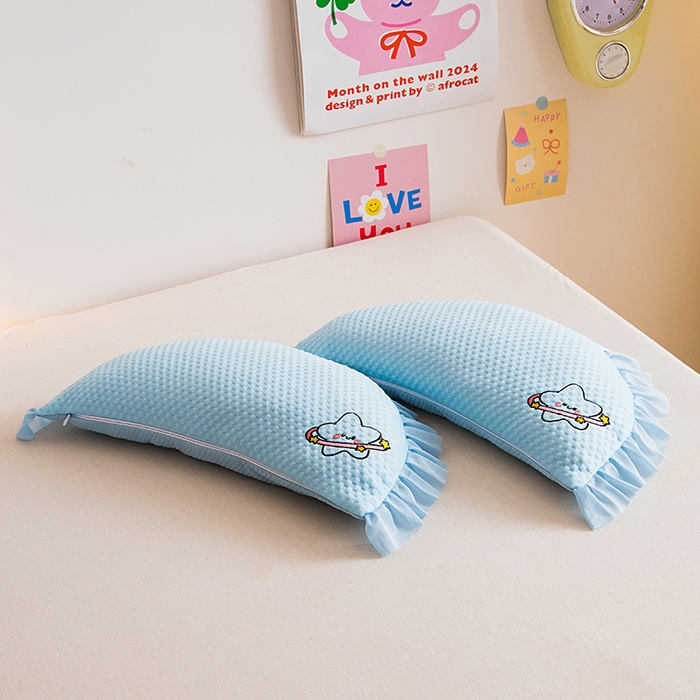 91家纺网 家纺一手货源 找家纺 莉迪娅 2026新款糖果月亮凉豆豆荞麦枕枕头枕芯 糖果月亮 蓝