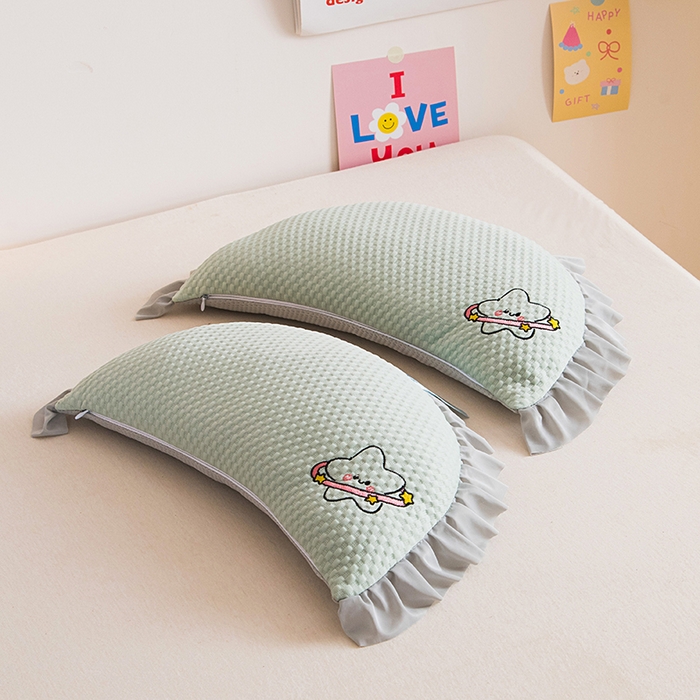 91家纺网 家纺一手货源 找家纺 莉迪娅 2026新款糖果月亮凉豆豆荞麦枕枕头枕芯 糖果月亮 绿