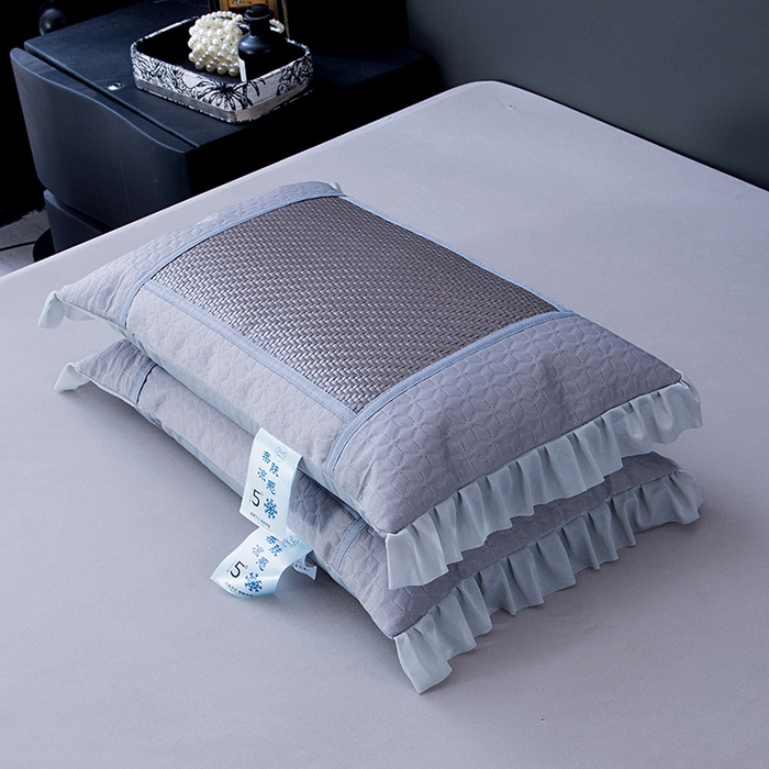 91家纺网 家纺一手货源 找家纺 莉迪娅 2026新款立体冰藤荞麦枕枕头枕芯 花好月圆灰