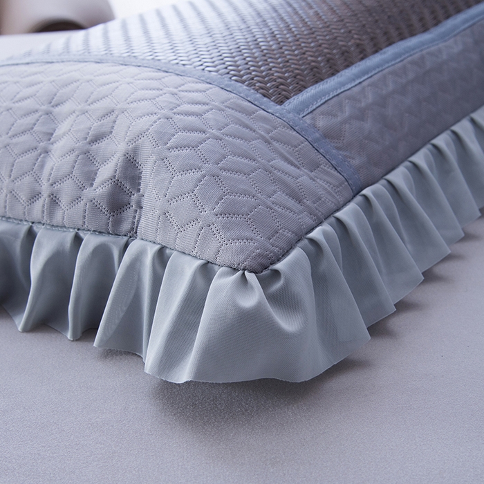 91家纺网 家纺一手货源 找家纺 莉迪娅 2026新款立体冰藤荞麦枕枕头枕芯 花好月圆灰