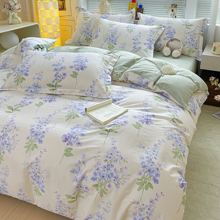 91家纺网 家纺一手货源 找家纺 大柏树 2026新款全棉纯棉13376印花四件套 花织梦紫