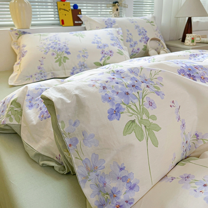 91家纺网 家纺一手货源 找家纺 大柏树 2026新款全棉纯棉13376印花四件套 花织梦紫