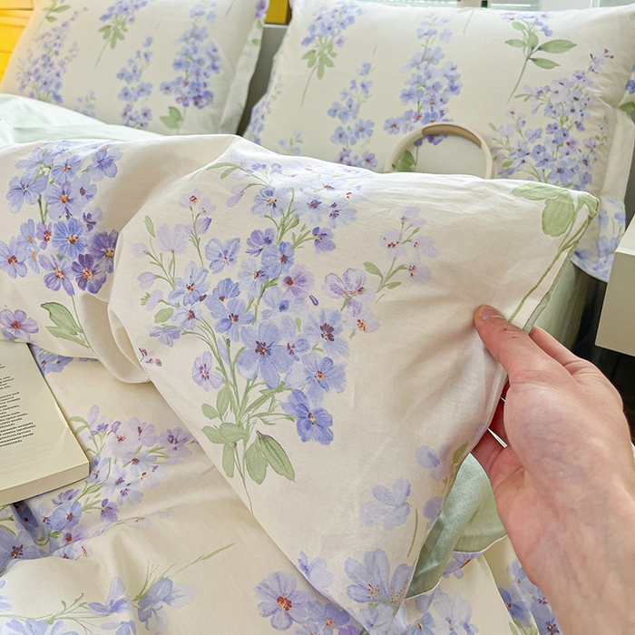 91家纺网 家纺一手货源 找家纺 大柏树 2026新款全棉纯棉13376印花四件套 花织梦紫