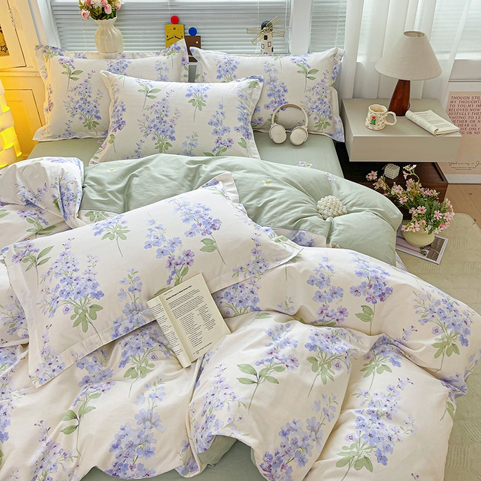 91家纺网 家纺一手货源 找家纺 大柏树 2026新款全棉纯棉13376印花四件套 花织梦紫