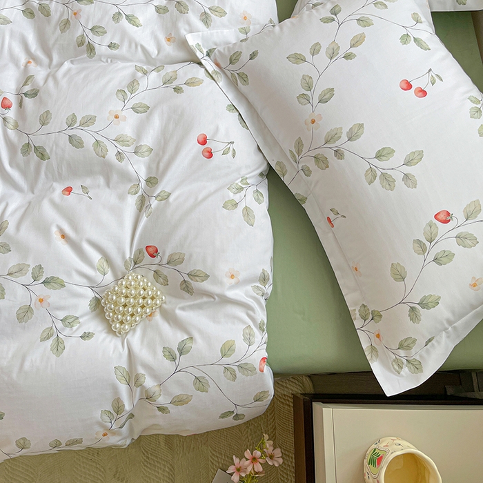 91家纺网 家纺一手货源 找家纺 大柏树 2026新款全棉纯棉13376印花四件套 花自红-绿