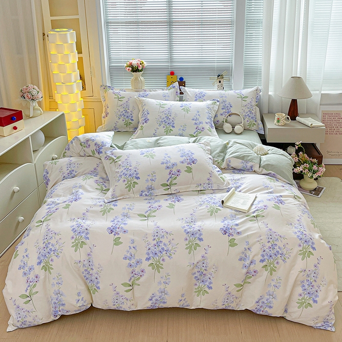 91家纺网 家纺一手货源 找家纺 大柏树 2026新款全棉纯棉13376印花四件套 花织梦紫