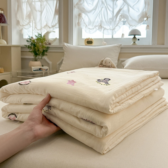 91家纺网 家纺一手货源 找家纺 一加一 2025新款全棉水洗棉大豆夏被 花季物语