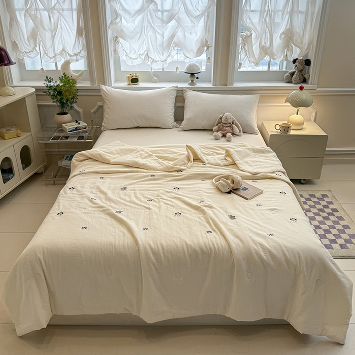 91家纺网 家纺一手货源 找家纺 一加一 2026新款双层纱刺绣大豆夏被夏凉被空调被-夏日盟友 夏日盟友-睡睡狗