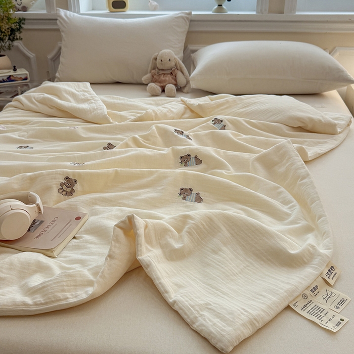 91家纺网 家纺一手货源 找家纺 一加一 2026新款双层纱刺绣大豆夏被夏凉被空调被-夏日盟友 夏日盟友-睡睡熊