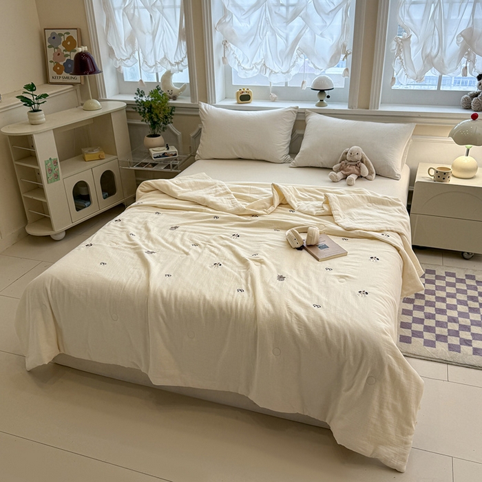 91家纺网 家纺一手货源 找家纺 一加一 2026新款双层纱刺绣大豆夏被夏凉被空调被-夏日盟友 夏日盟友-睡睡狗