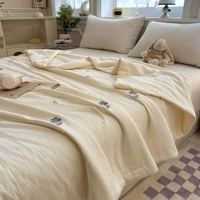 91家纺网 家纺一手货源 找家纺 一加一 2026新款双层纱刺绣大豆夏被夏凉被空调被-夏日盟友 夏日盟友-睡睡熊