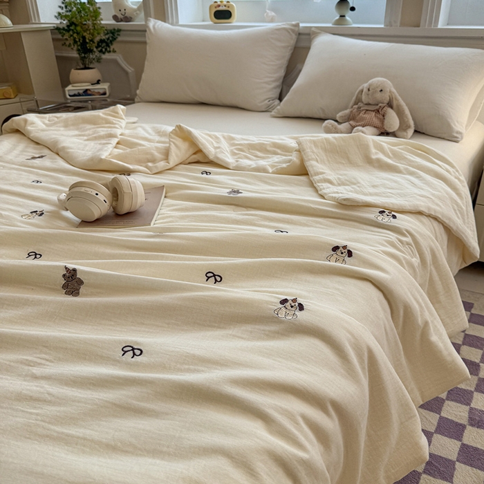 91家纺网 家纺一手货源 找家纺 一加一 2026新款双层纱刺绣大豆夏被夏凉被空调被-夏日盟友 夏日盟友-睡睡狗