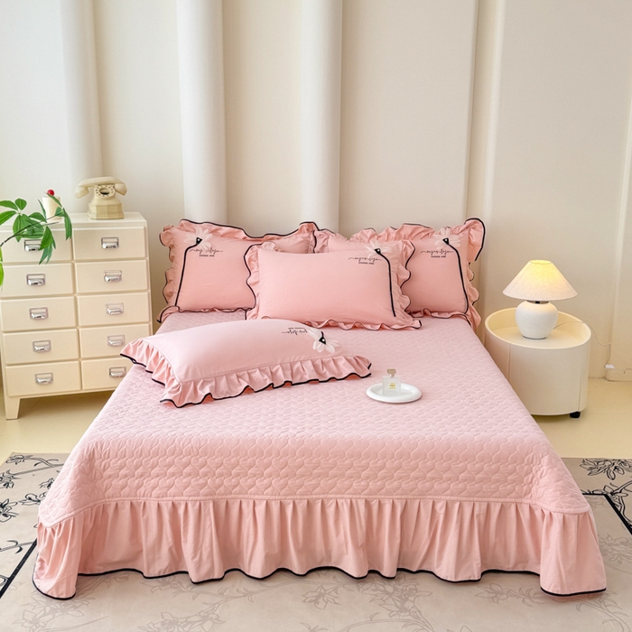 91家纺网 家纺一手货源 找家纺 莉迪娅 2026新款A类糯小棉刺绣花边四件套-雅韵系列 雅韵-粉