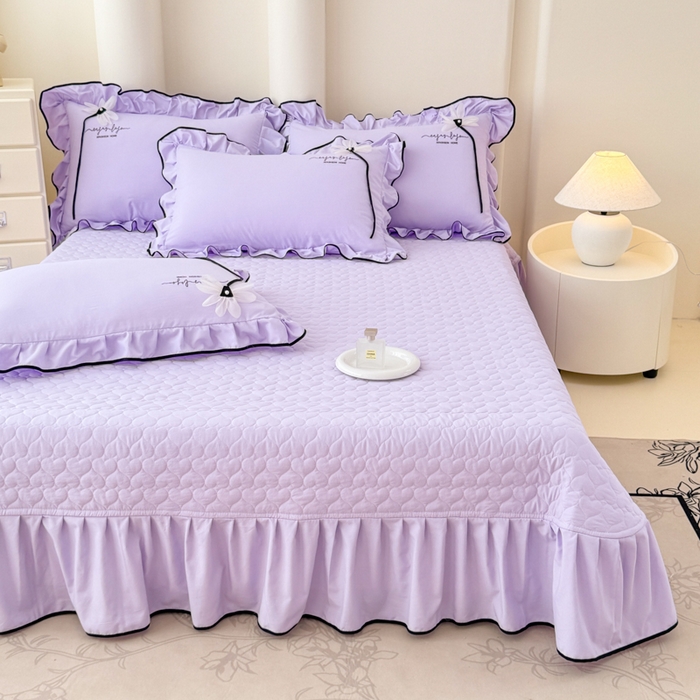 91家纺网 家纺一手货源 找家纺 莉迪娅 2026新款A类糯小棉刺绣花边四件套-雅韵系列 雅韵-紫