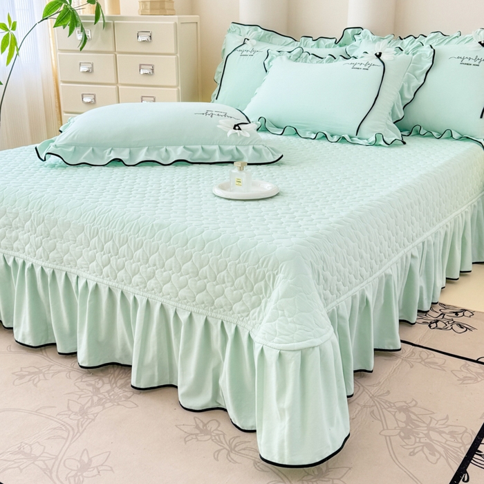 91家纺网 家纺一手货源 找家纺 莉迪娅 2026新款A类糯小棉刺绣花边四件套-雅韵系列 雅韵-绿