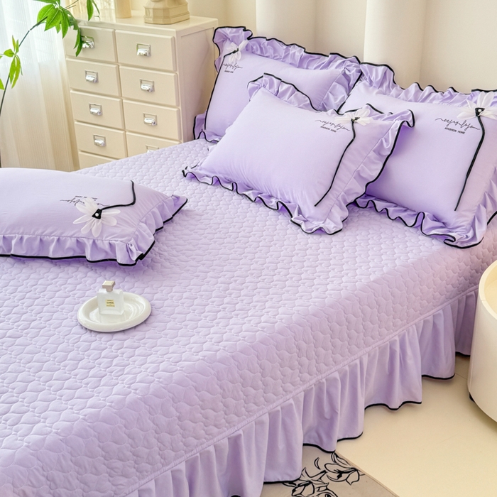 91家纺网 家纺一手货源 找家纺 莉迪娅 2026新款A类糯小棉刺绣花边四件套-雅韵系列 雅韵-紫