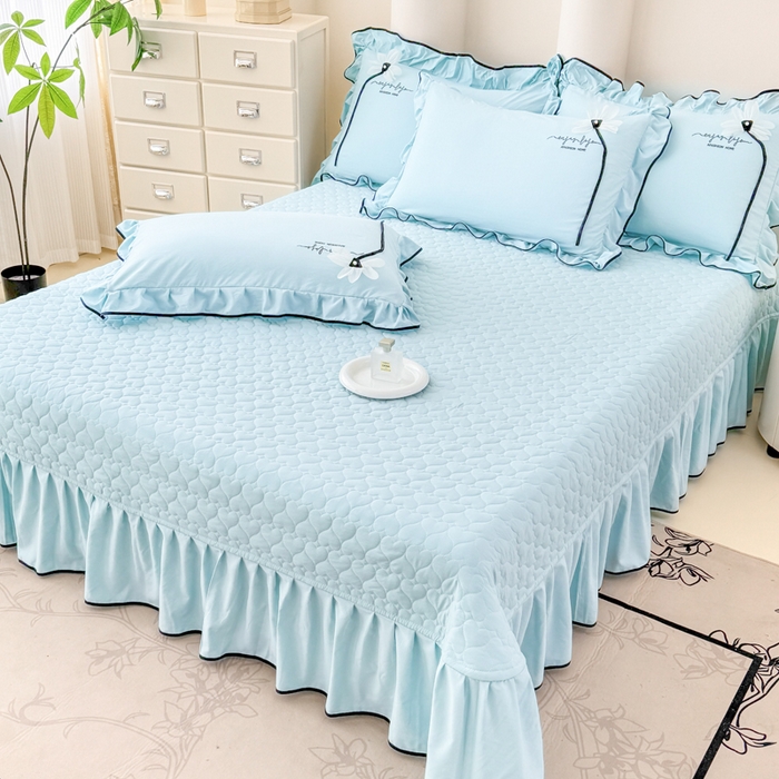 91家纺网 家纺一手货源 找家纺 莉迪娅 2026新款A类糯小棉刺绣花边四件套-雅韵系列 雅韵-蓝