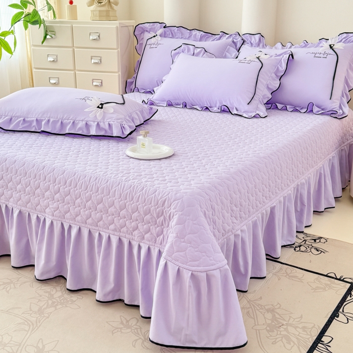 91家纺网 家纺一手货源 找家纺 莉迪娅 2026新款A类糯小棉刺绣花边四件套-雅韵系列 雅韵-紫