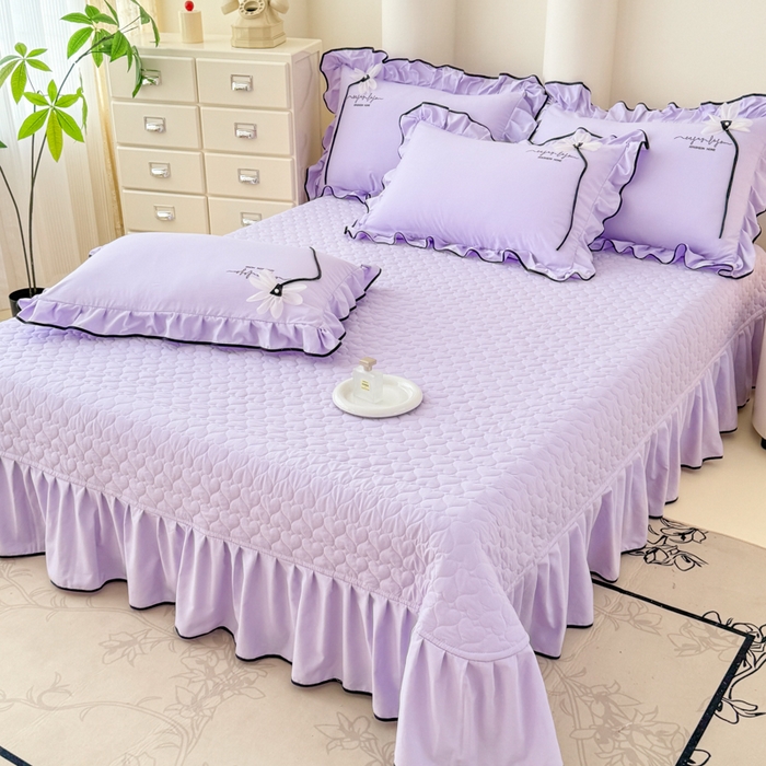 91家纺网 家纺一手货源 找家纺 莉迪娅 2026新款A类糯小棉刺绣花边四件套-雅韵系列 雅韵-紫