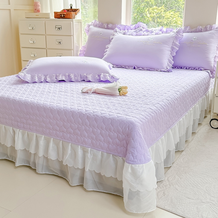 91家纺网 家纺一手货源 找家纺 莉迪娅 2026新款A类糯小棉刺绣花边四件套-铃兰系列 铃兰-紫