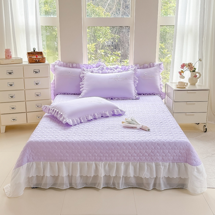 91家纺网 家纺一手货源 找家纺 莉迪娅 2026新款A类糯小棉刺绣花边四件套-铃兰系列 铃兰-紫