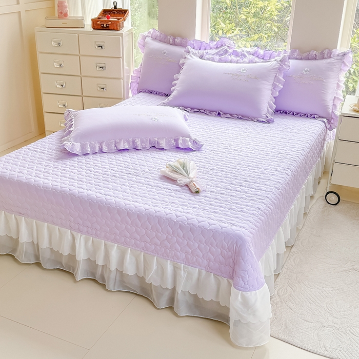 91家纺网 家纺一手货源 找家纺 莉迪娅 2026新款A类糯小棉刺绣花边四件套-铃兰系列 铃兰-紫