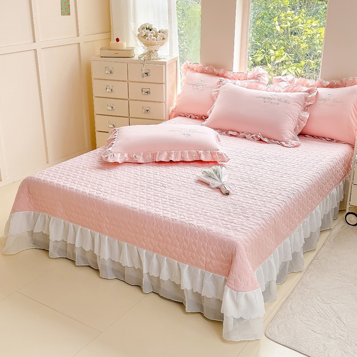 91家纺网 家纺一手货源 找家纺 莉迪娅 2026新款A类糯小棉刺绣花边四件套-铃兰系列 铃兰-粉