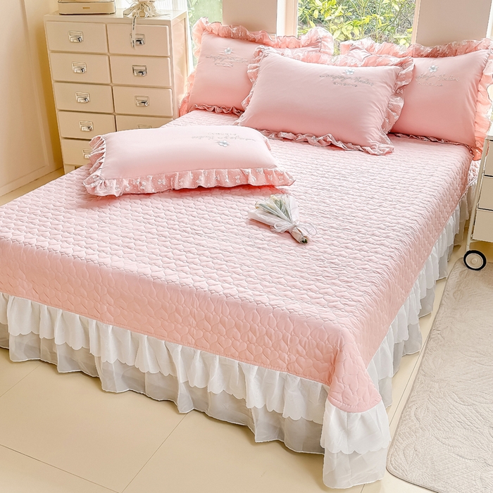 91家纺网 家纺一手货源 找家纺 莉迪娅 2026新款A类糯小棉刺绣花边四件套-铃兰系列 铃兰-粉