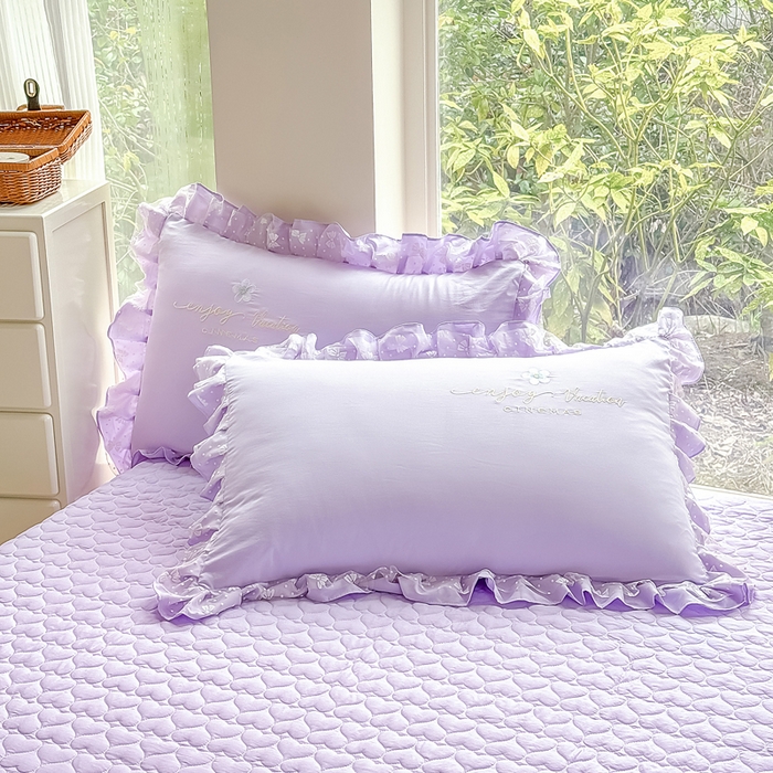 91家纺网 家纺一手货源 找家纺 莉迪娅 2026新款A类糯小棉刺绣花边四件套-铃兰系列 铃兰-紫