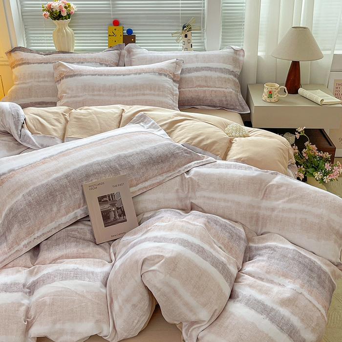 91家纺网 家纺一手货源 找家纺 大柏树 2026新款全棉纯棉13376印花四件套 月冉星河咖