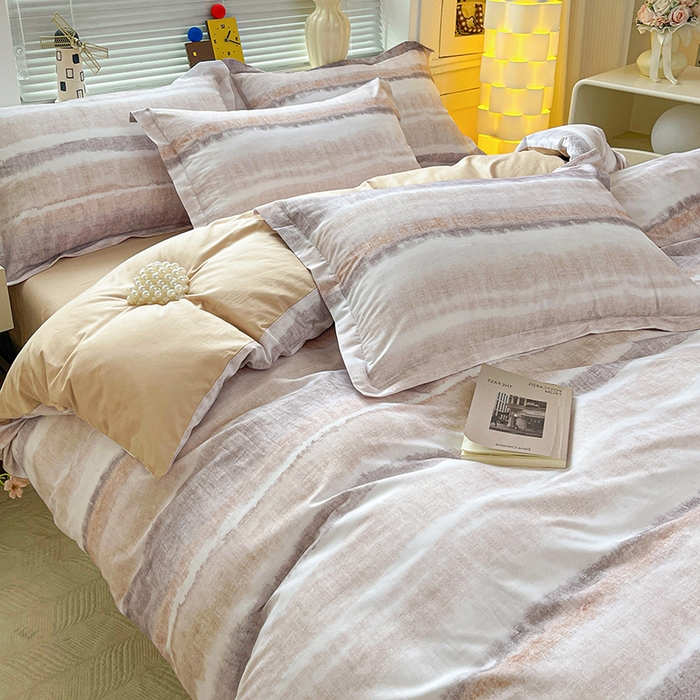 91家纺网 家纺一手货源 找家纺 大柏树 2026新款全棉纯棉13376印花四件套 月冉星河咖