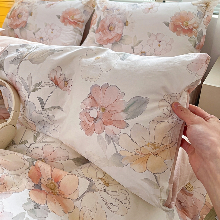 91家纺网 家纺一手货源 找家纺 大柏树 2026新款全棉纯棉13376印花四件套 云纱粉