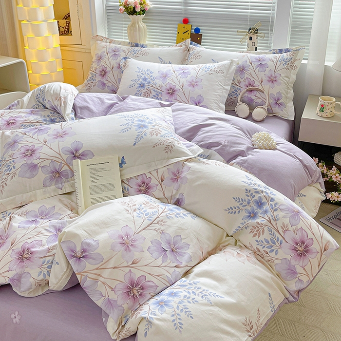 91家纺网 家纺一手货源 找家纺 大柏树 2026新款全棉纯棉13376印花四件套 晴川