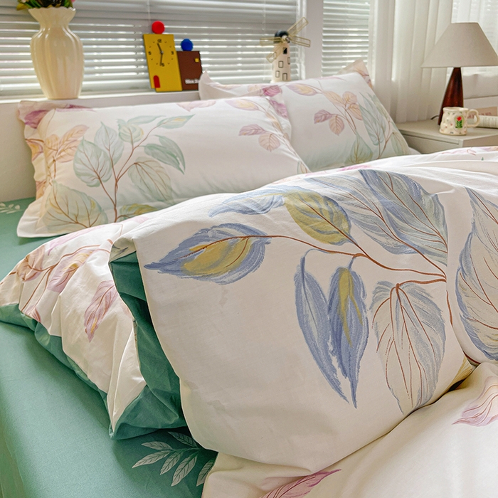 91家纺网 家纺一手货源 找家纺 大柏树 2026新款全棉纯棉13376印花四件套 满庭绿