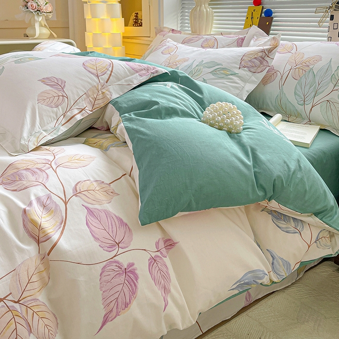 91家纺网 家纺一手货源 找家纺 大柏树 2026新款全棉纯棉13376印花四件套 满庭绿