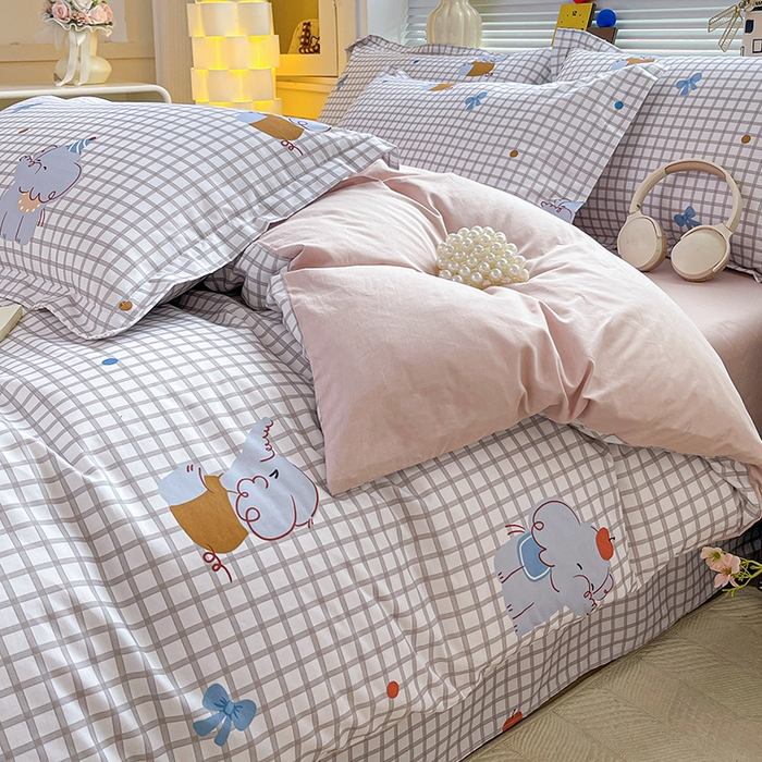 91家纺网 家纺一手货源 找家纺 大柏树 2026新款全棉纯棉13376印花四件套 活力小象