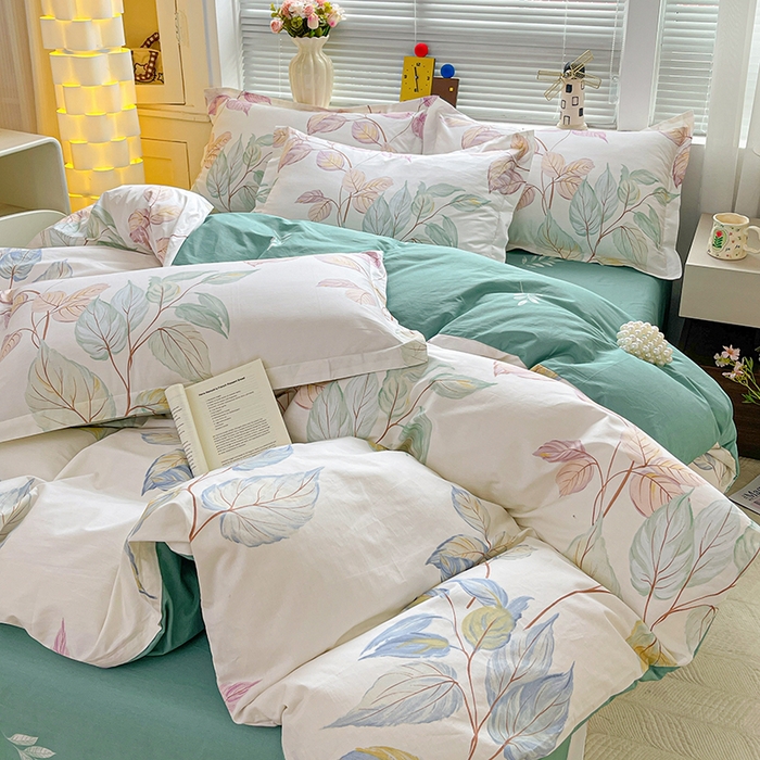 91家纺网 家纺一手货源 找家纺 大柏树 2026新款全棉纯棉13376印花四件套 满庭绿