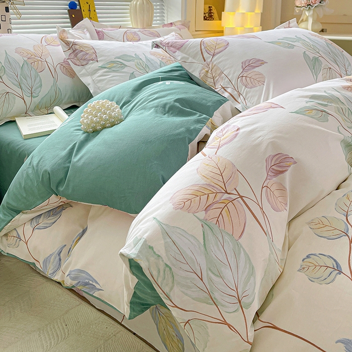 91家纺网 家纺一手货源 找家纺 大柏树 2026新款全棉纯棉13376印花四件套 满庭绿