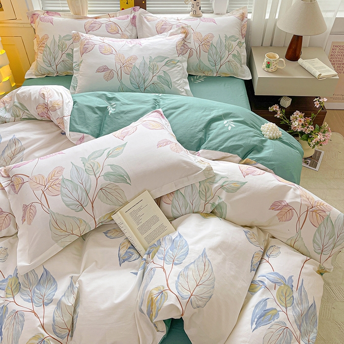 91家纺网 家纺一手货源 找家纺 大柏树 2026新款全棉纯棉13376印花四件套 满庭绿