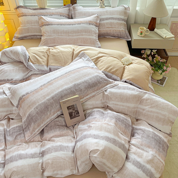 91家纺网 家纺一手货源 找家纺 大柏树 2026新款全棉纯棉13376印花四件套 月冉星河咖