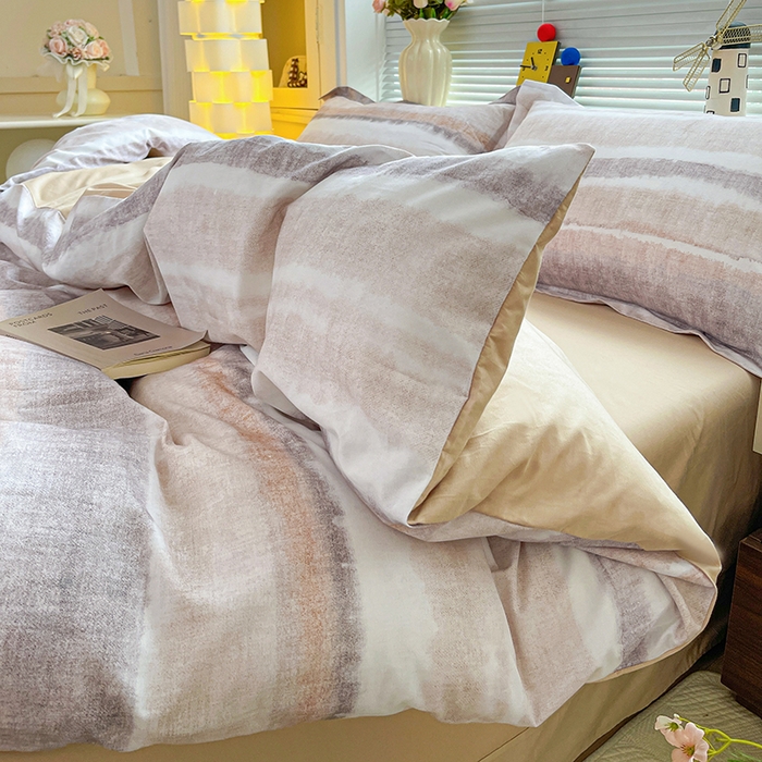 91家纺网 家纺一手货源 找家纺 大柏树 2026新款全棉纯棉13376印花四件套 月冉星河咖