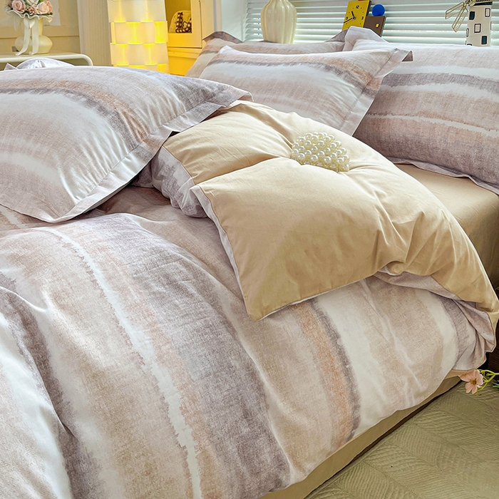 91家纺网 家纺一手货源 找家纺 大柏树 2026新款全棉纯棉13376印花四件套 月冉星河咖