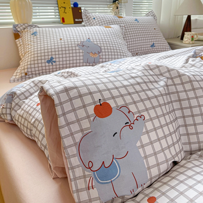 91家纺网 家纺一手货源 找家纺 大柏树 2026新款全棉纯棉13376印花四件套 活力小象