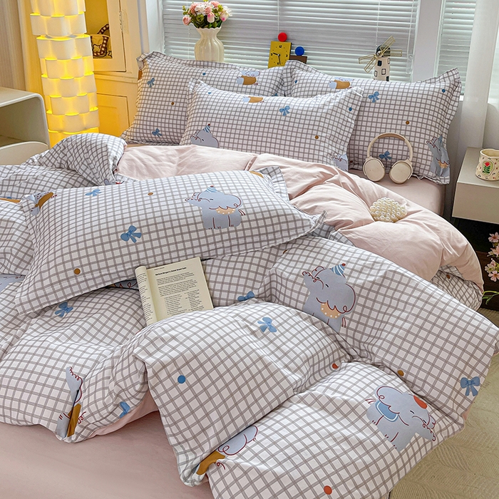 91家纺网 家纺一手货源 找家纺 大柏树 2026新款全棉纯棉13376印花四件套 活力小象