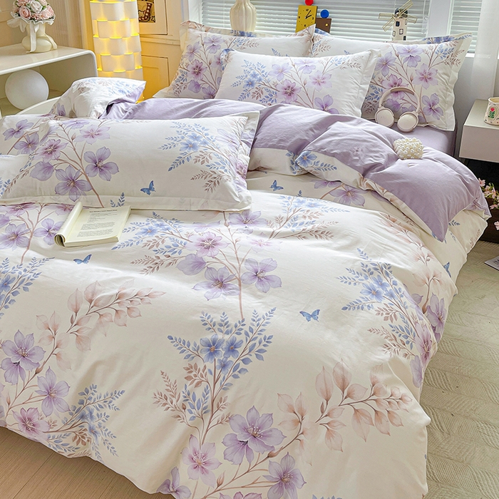 91家纺网 家纺一手货源 找家纺 大柏树 2026新款全棉纯棉13376印花四件套 晴川